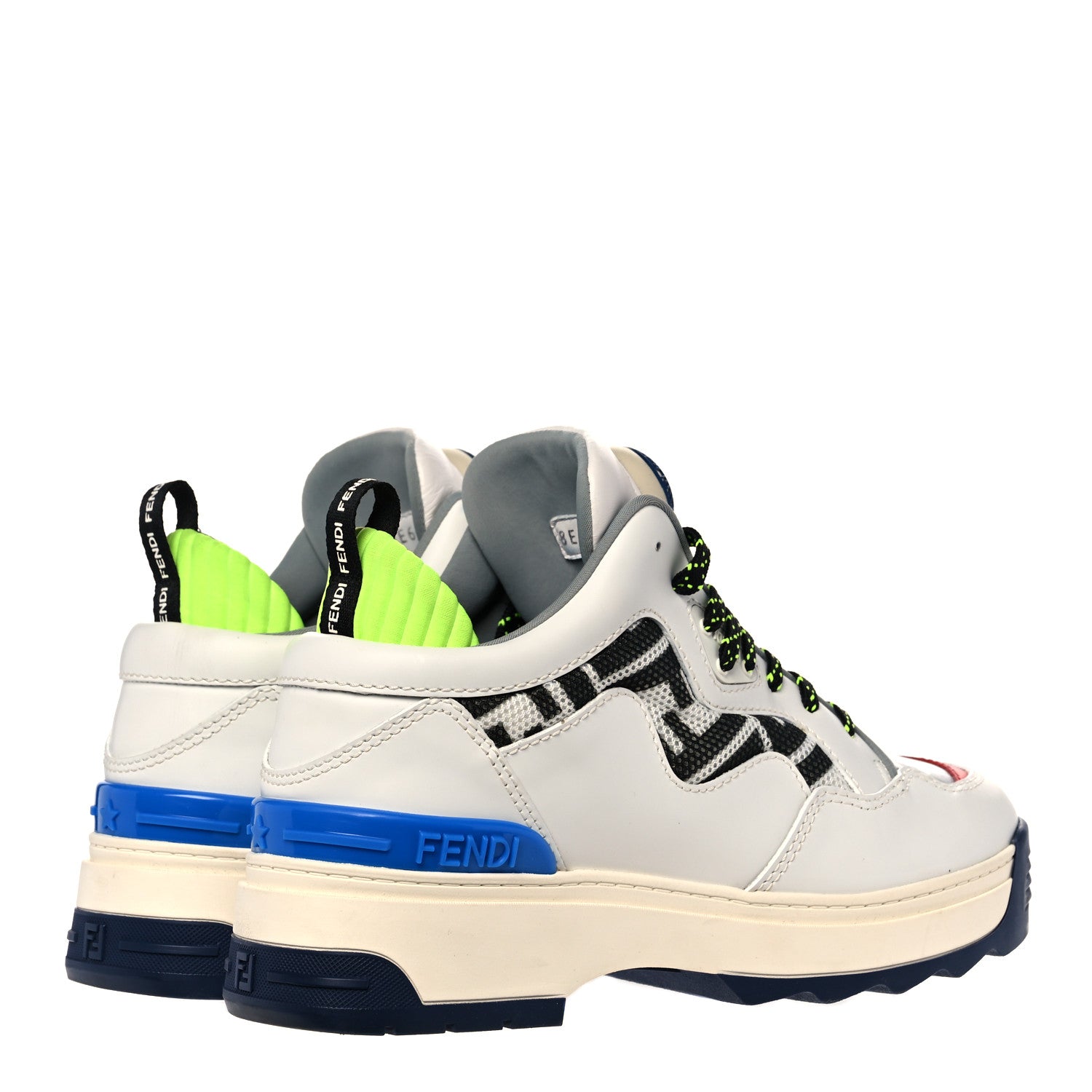 Fendi Vitello Mesh Lycra FF T-Rex Sneakers 37 Ultra White Black Giallo Fluo 4 of 13
