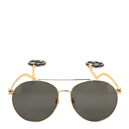 Gucci Aviator Charm Chain Sunglasses GG0725S Black 2 of 8