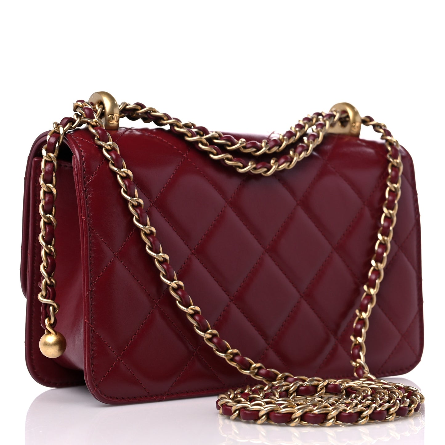 Calfskin Quilted Mini Perfect Fit Flap Burgundy
