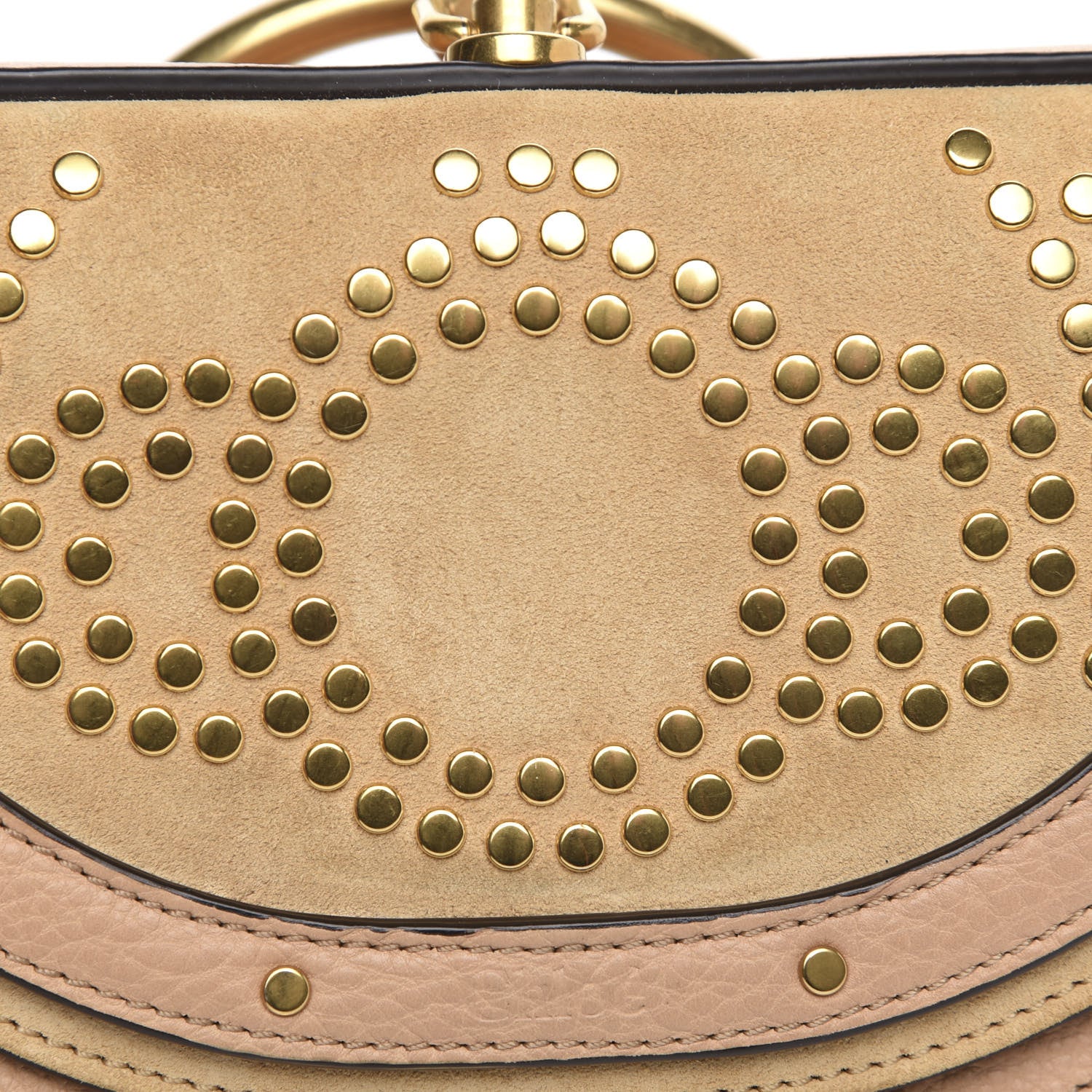 Chloe Suede Calfskin Constellation Studded Small Nile Bracelet Minaudiere Bag Blush Nude 9 of 9