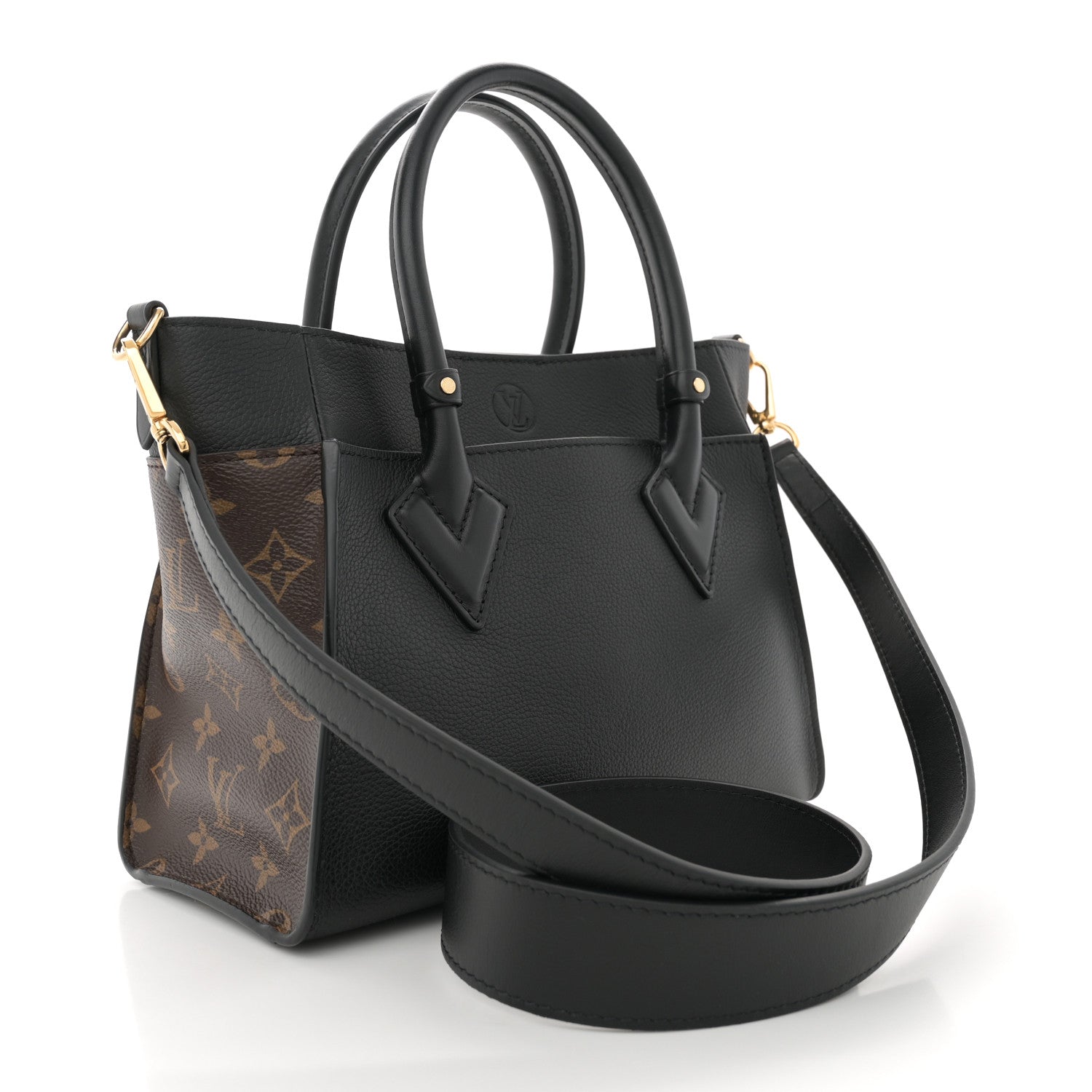 Louis Vuitton Calfskin Monogram On My Side PM Black 3 of 9