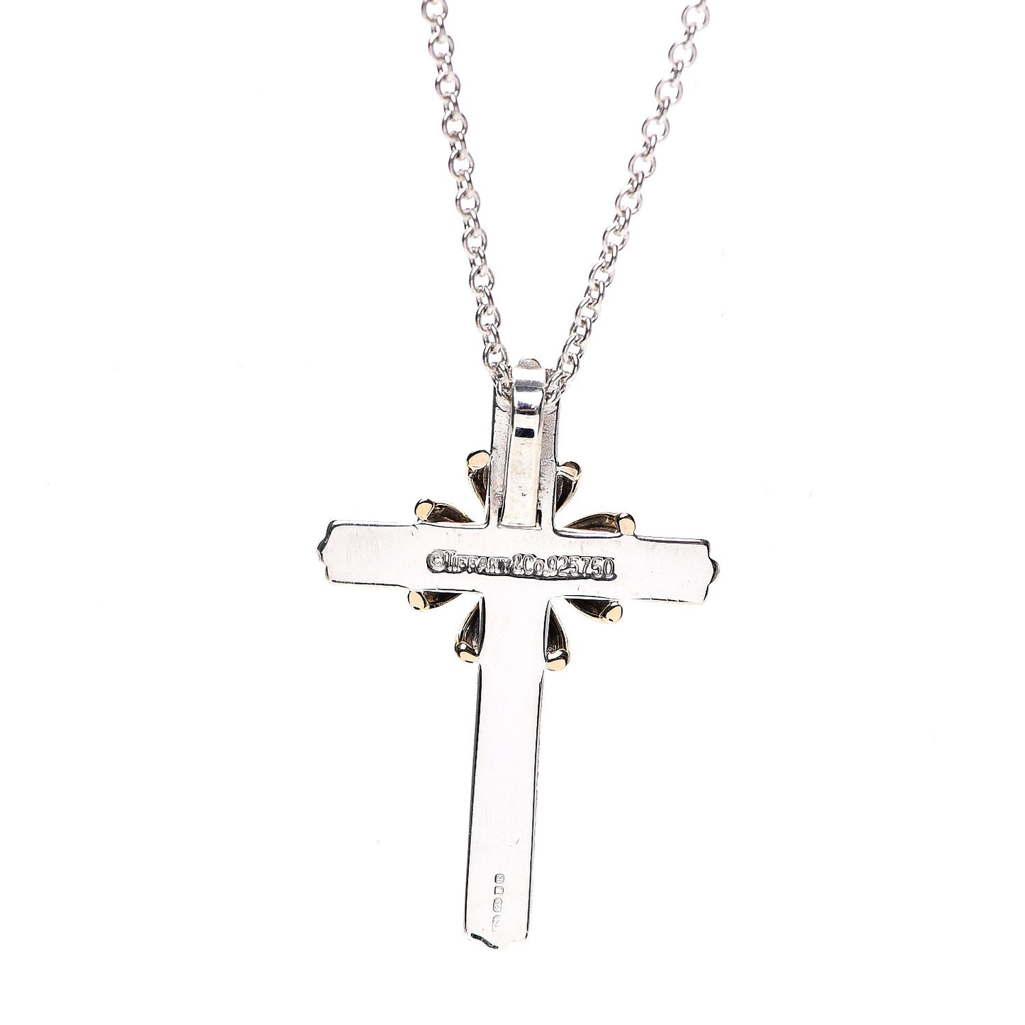 Sterling Silver 18K Yellow Gold Cross Pendant Necklace