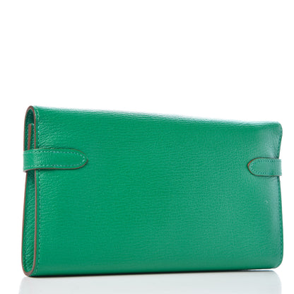 Hermes Chevre Mysore Kelly Longue Wallet Menthe 3 of 7