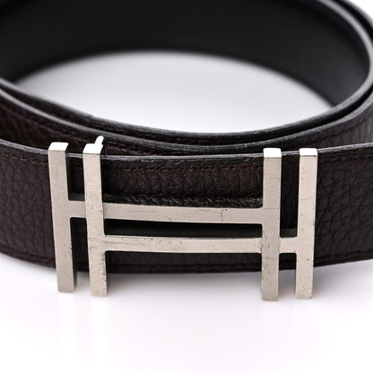 Hermes Box Togo 32mm Au Carre H Belt 80 32 Black Brown 6 of 6