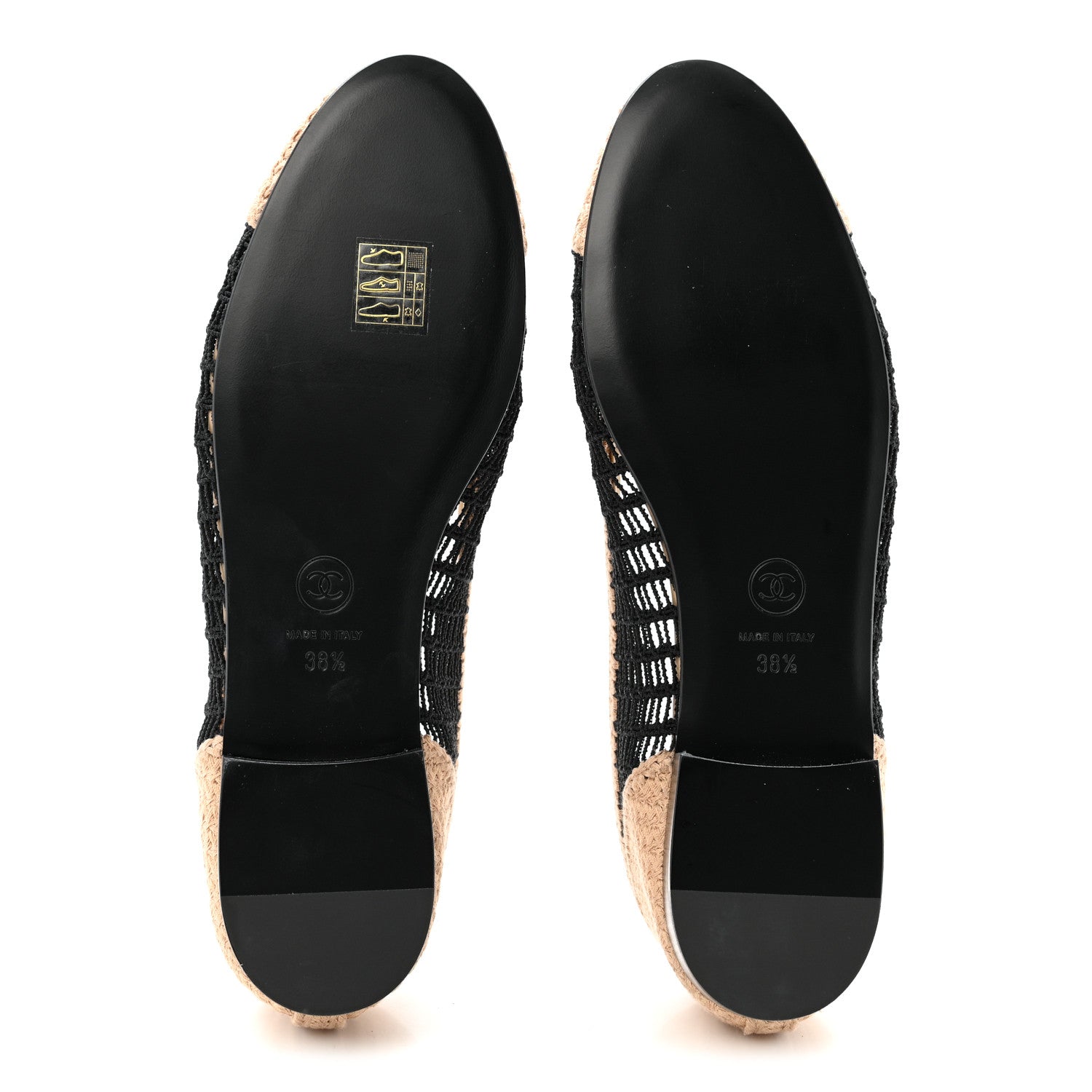 Chanel Raffia Cap Toe Ballerina Flats 38.5 Black Beige 6 of 8