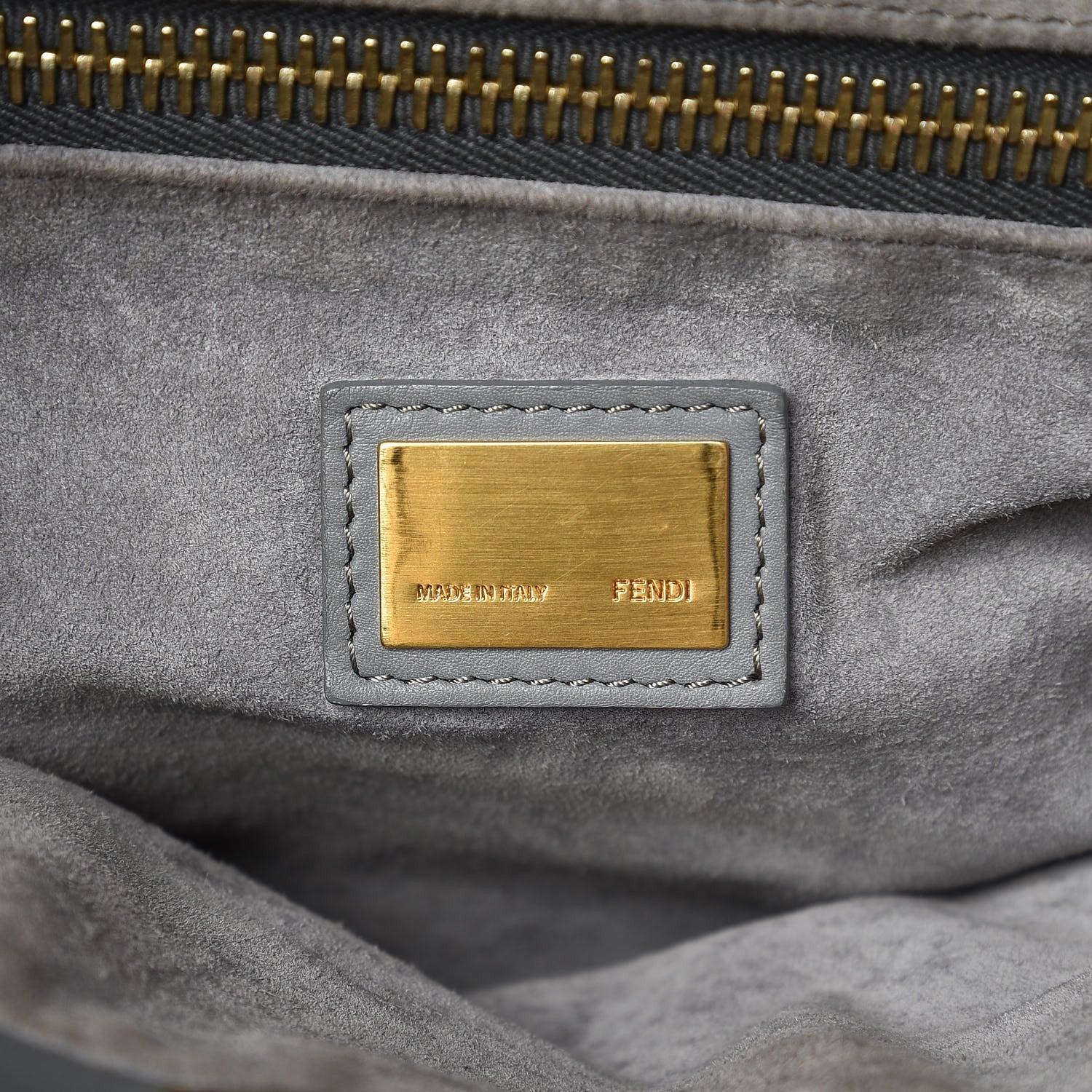 Fendi Vitello Suede Medium Peekaboo Iconic Satchel Grigio Chiaro 7 of 12
