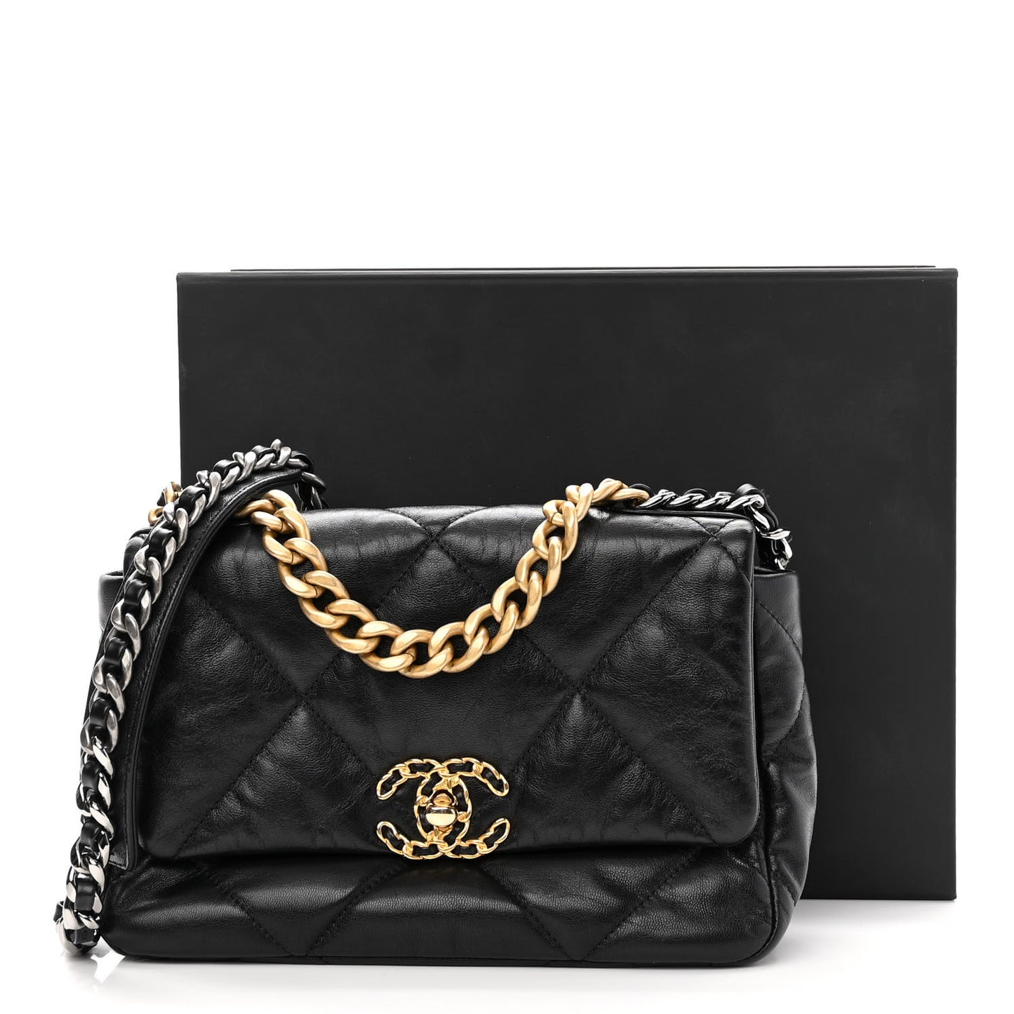Goatskin Quilted Medium Chanel 19 Flap Black