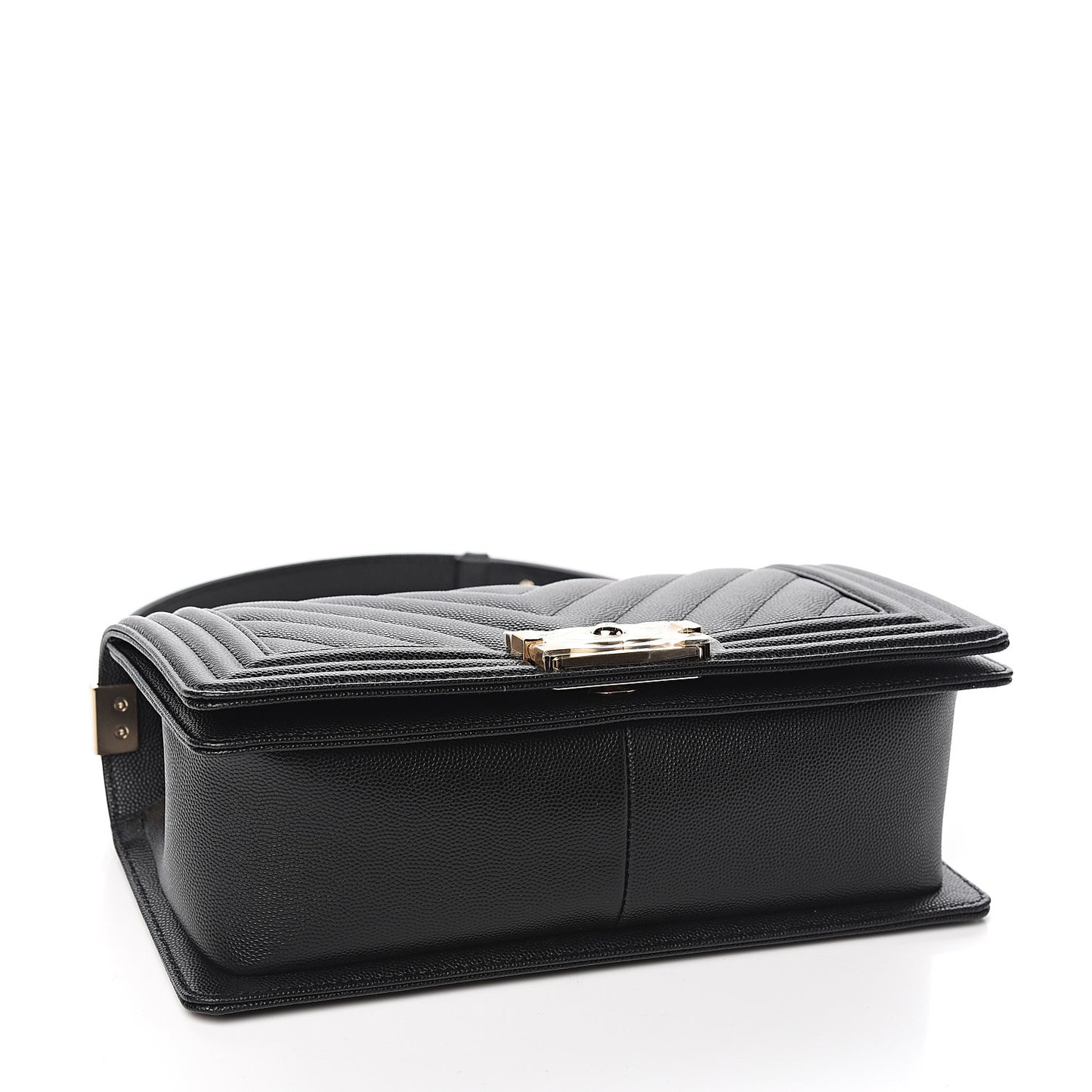 Caviar Chevron Quilted Medium Boy Flap Black