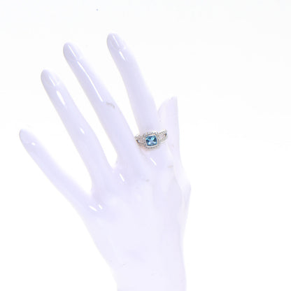 David Yurman Sterling Silver Diamond Blue Topaz 7mm Petite Albion Ring 53 6.5 2 of 6