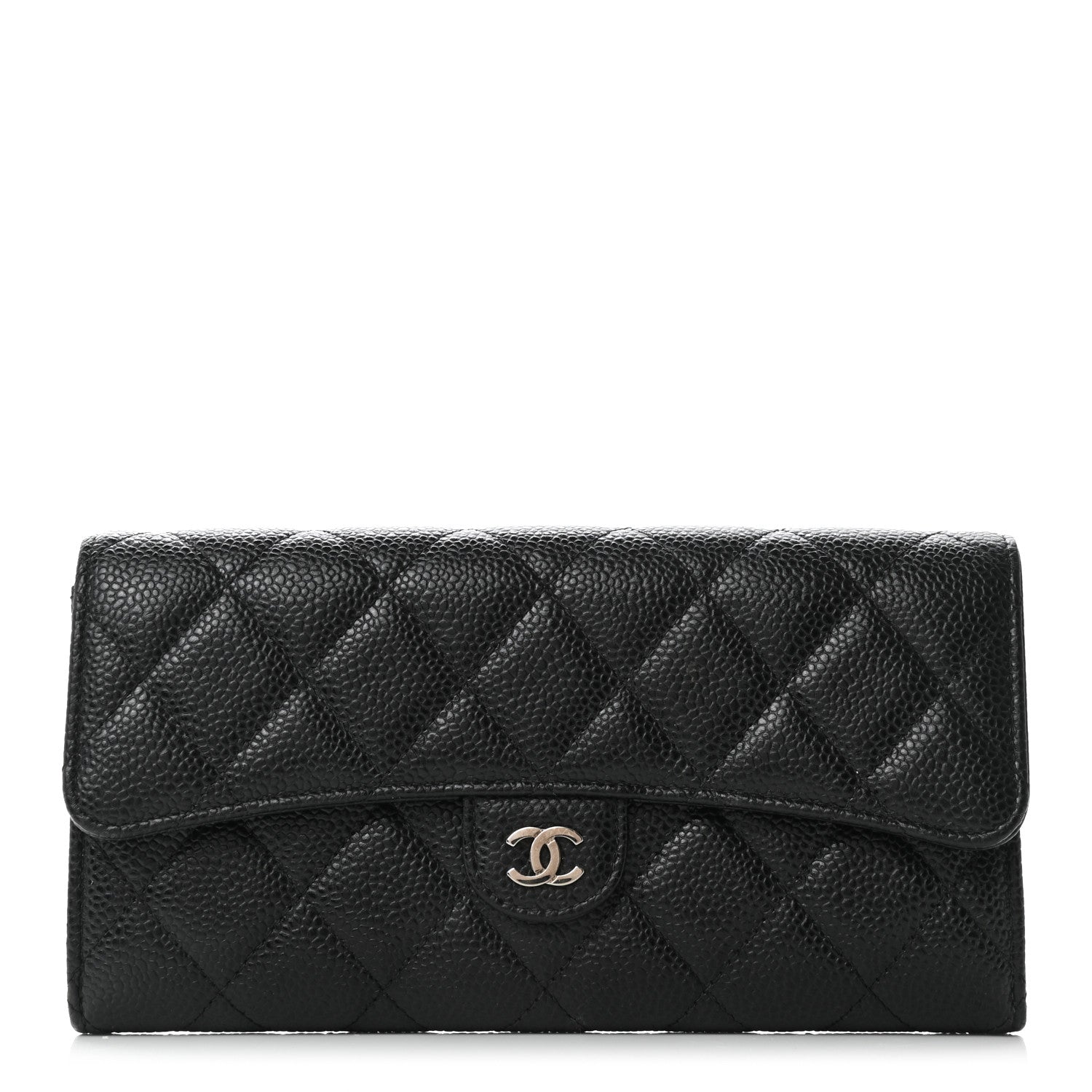 Chanel Caviar Quilted Large Gusset Flap Wallet Black 1 of 9