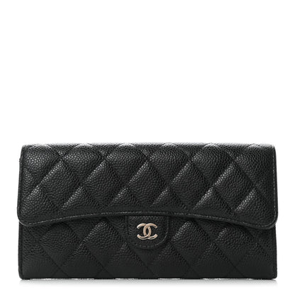 Chanel Caviar Quilted Large Gusset Flap Wallet Black 1 of 9