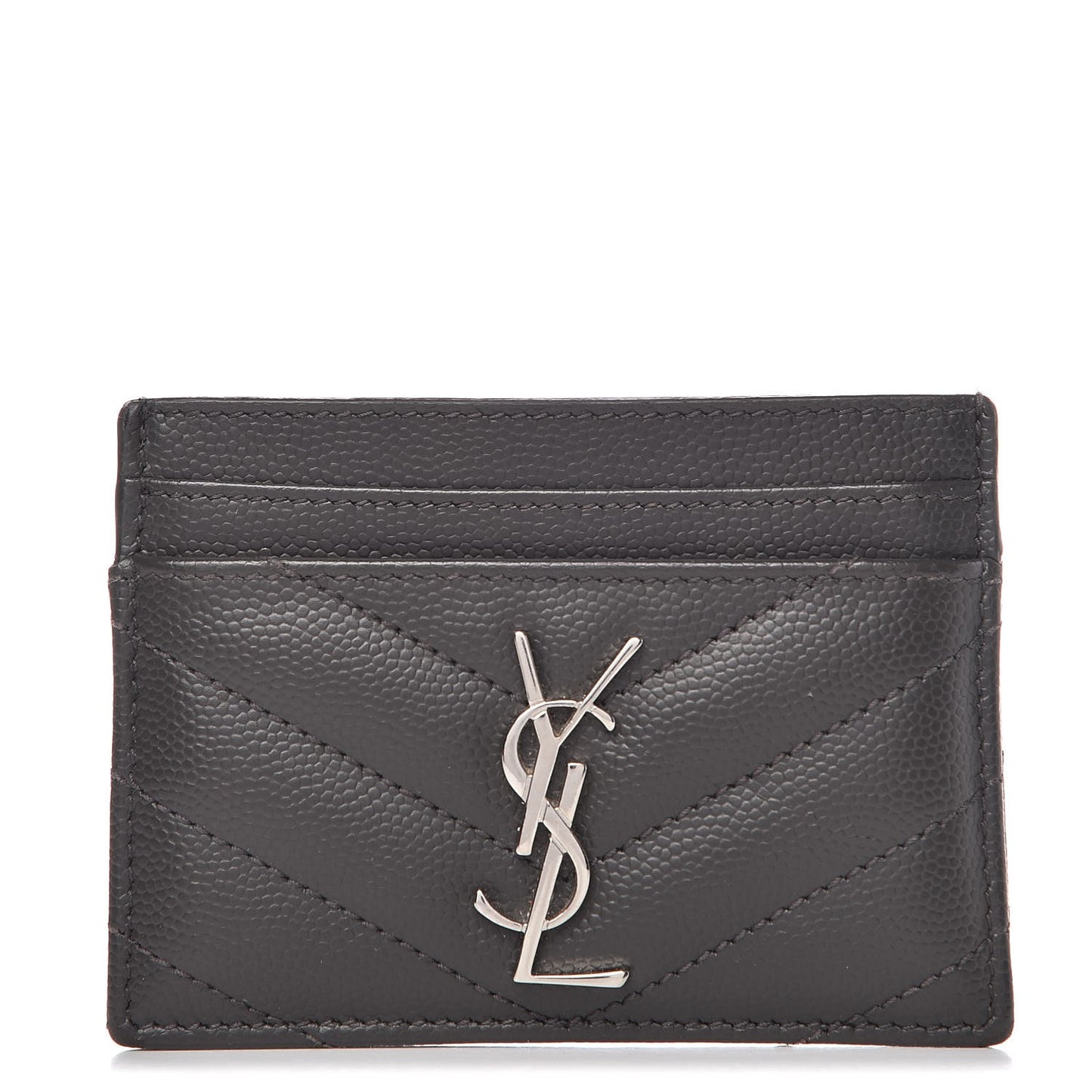Grain De Poudre Matelasse Chevron Monogram Card Case Coal
