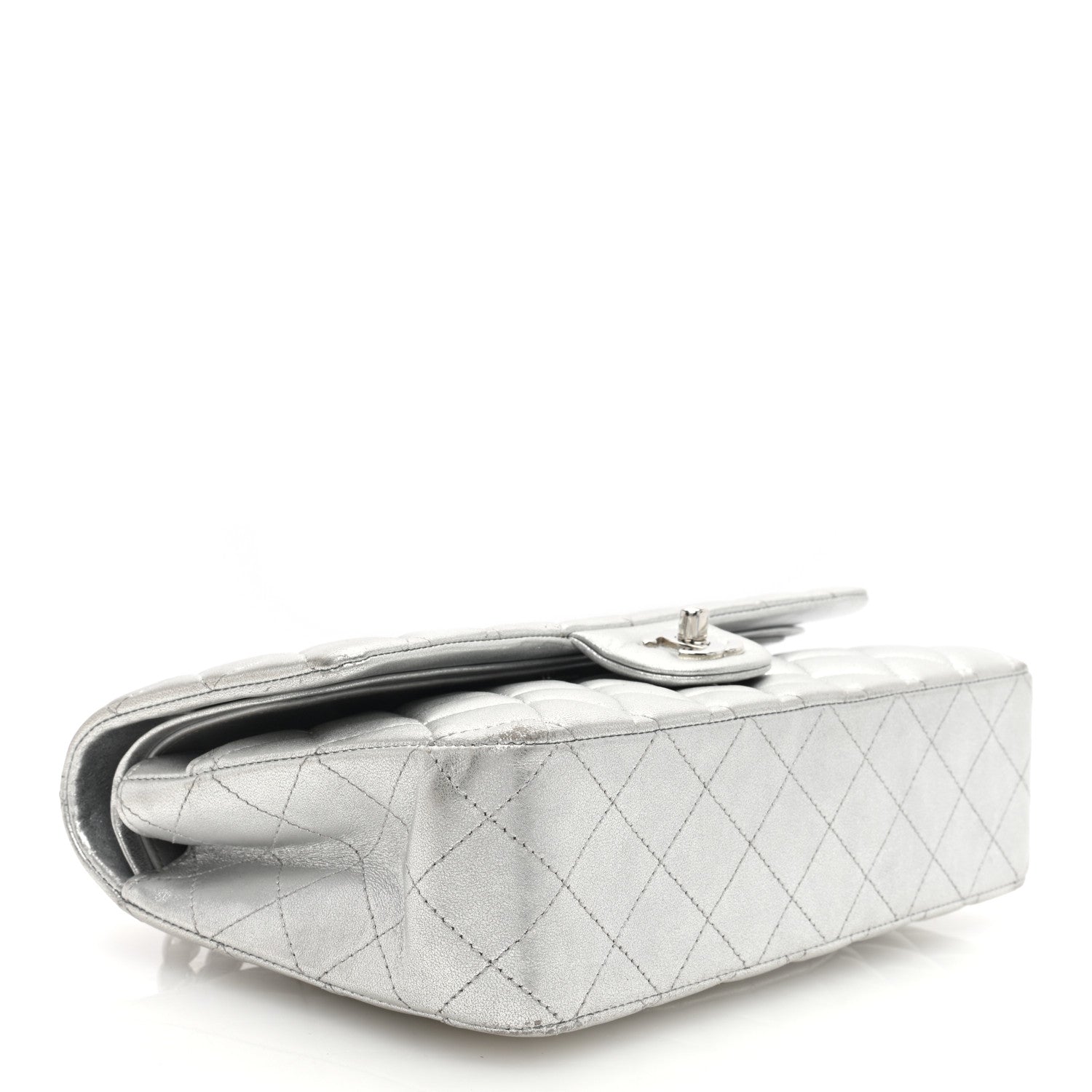 Chanel Metallic Lambskin Quilted Medium Double Flap Silver 4 of 11
