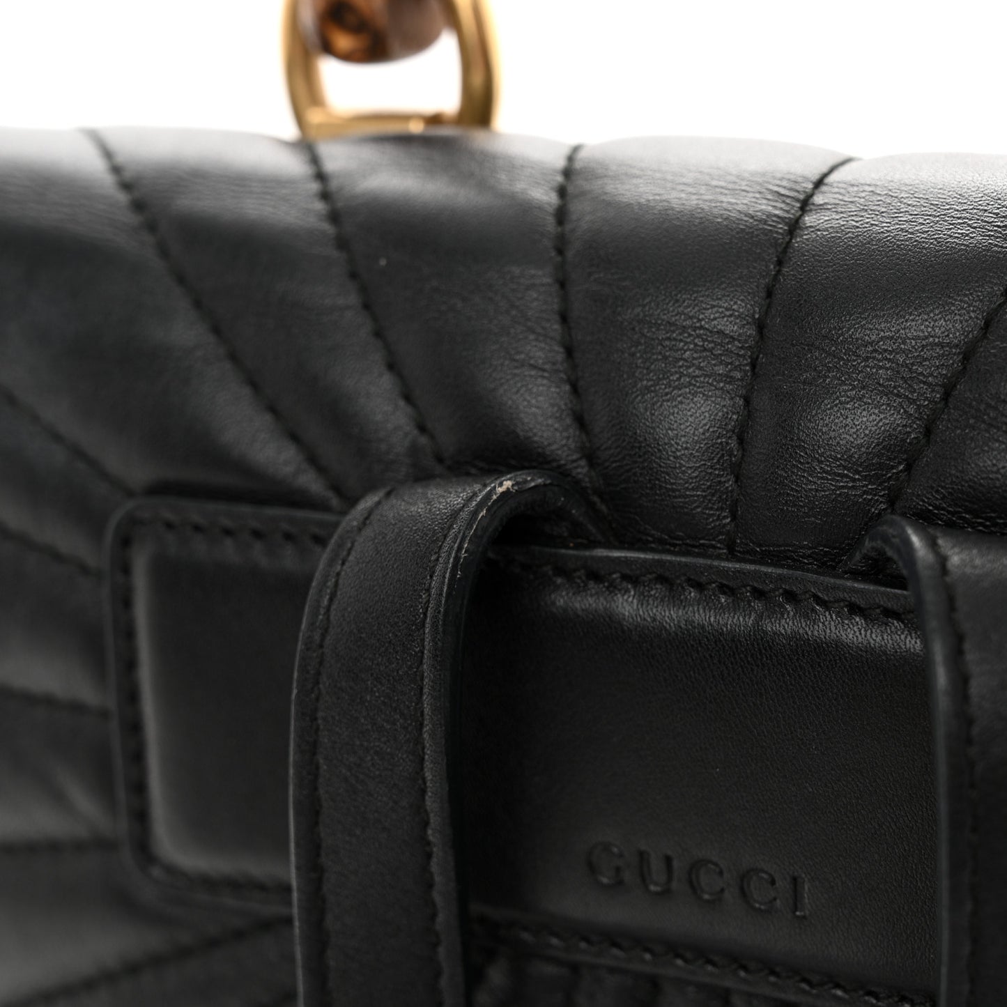 Calfskin Bamboo Trapuntata Queen Margaret Backpack Black