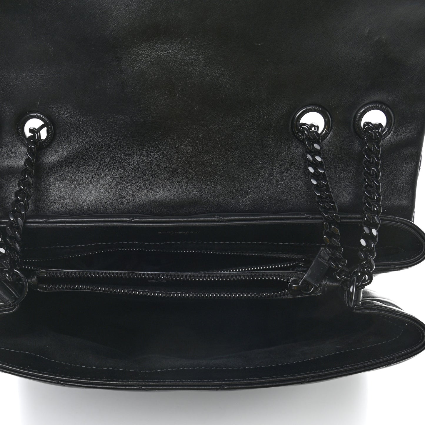 Calfskin Y Quilted Monogram Medium Loulou Chain Satchel Black