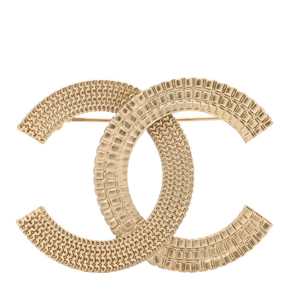 Chanel Metal Chain Quilted CC Brooch Gold 1 of 4