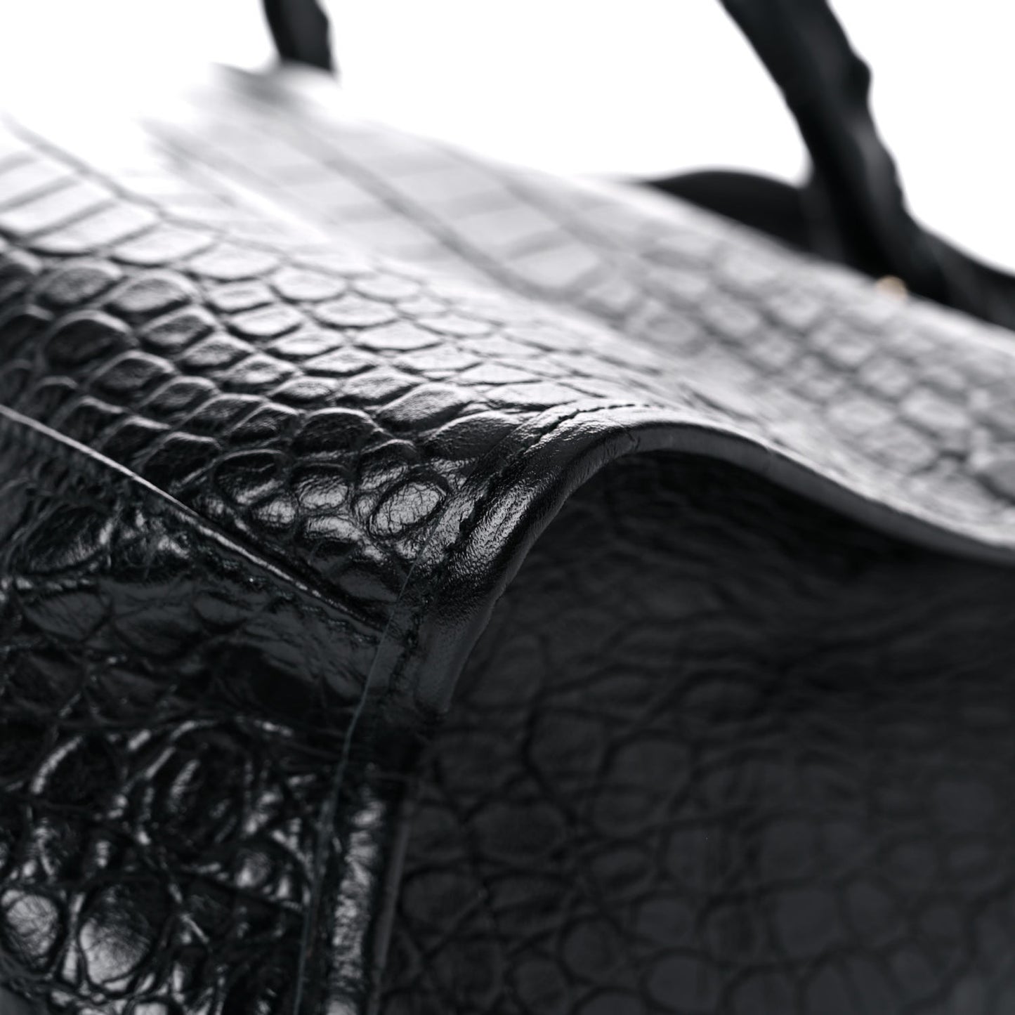 Calfskin Crocodile Embossed Classic Hardware City Black