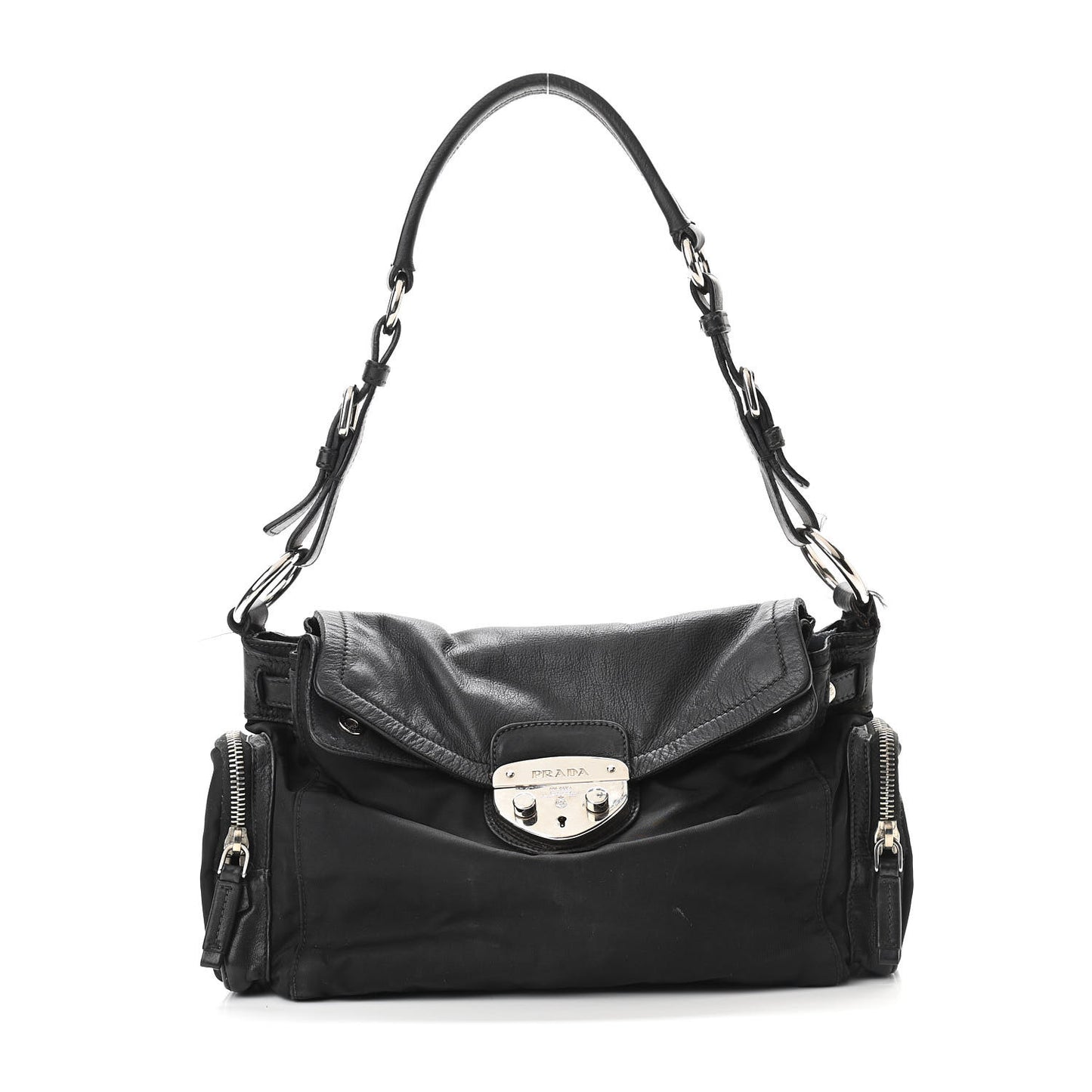 Tessuto Nylon Vitello Shoulder Bag Black