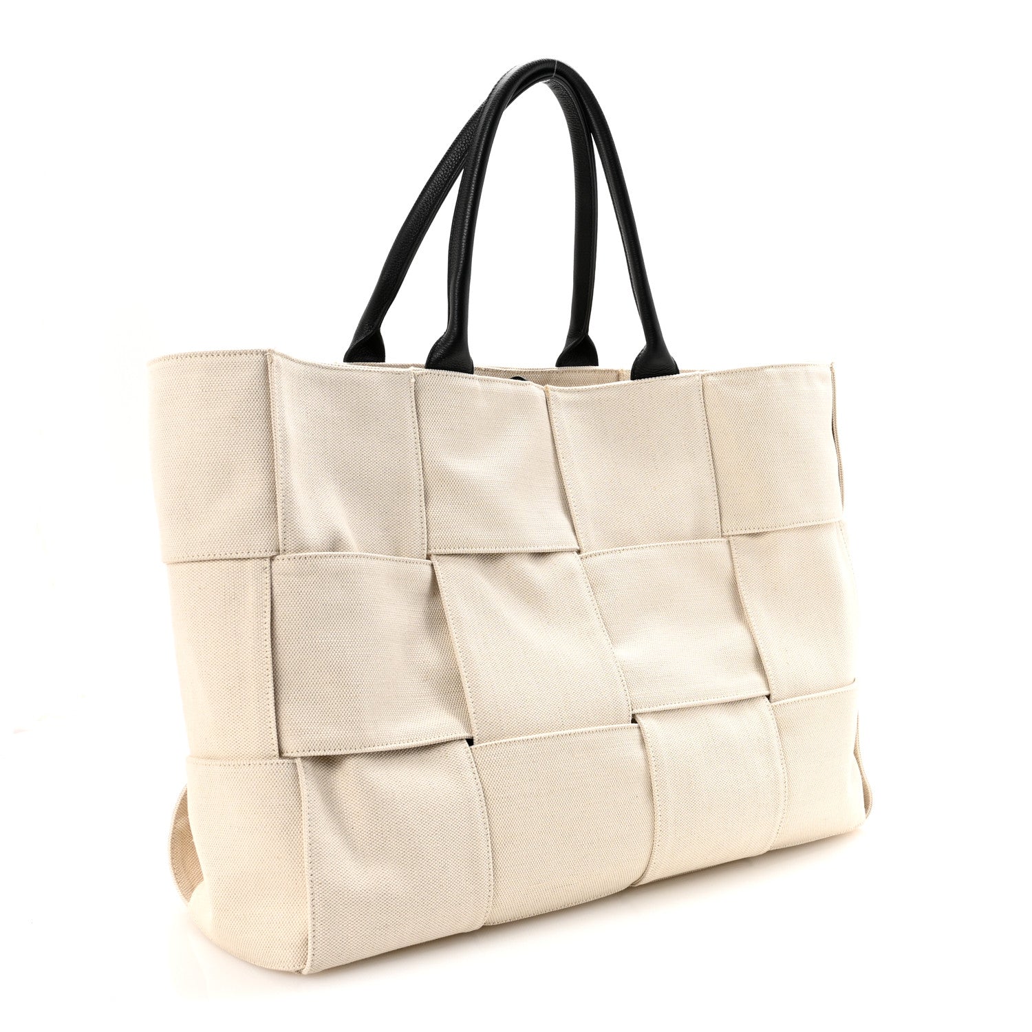 Bottega Veneta Canvas Maxi Intrecciato Large Arco Tote Beige Black 4 of 10