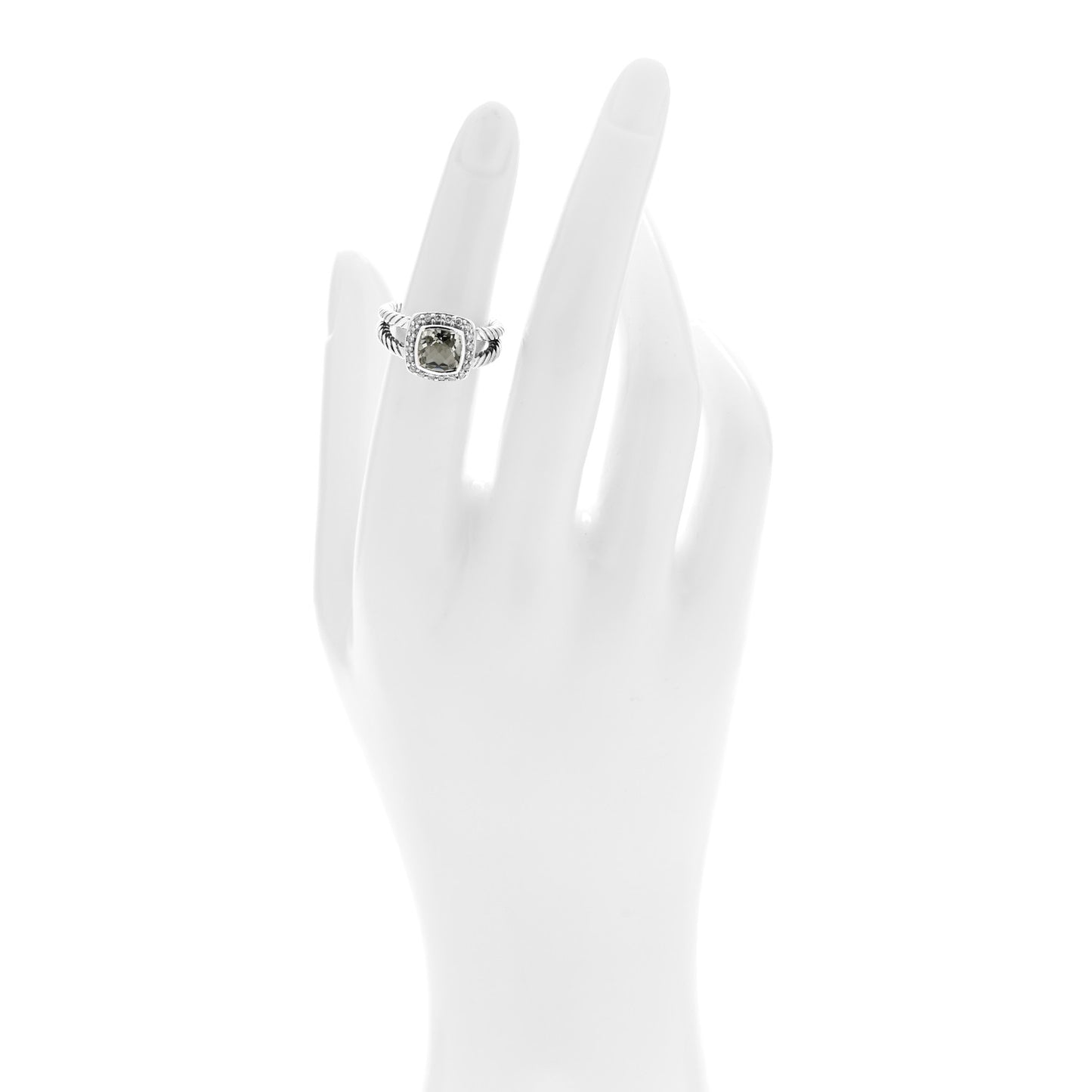 Sterling Silver Diamond Prasiolite 7mm Petite Albion Ring 49 5