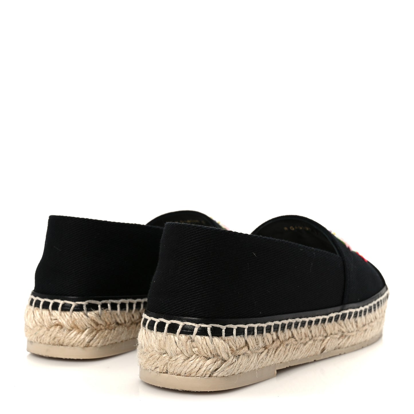 Cotton Embroidered Floral CC Espadrilles 37 Black