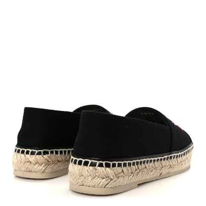 Chanel Cotton Embroidered Floral CC Espadrilles 37 Black 5 of 11