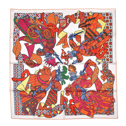Hermes Silk Duels Oniriques 90 Blanc Orange Multicolore 1 of 7