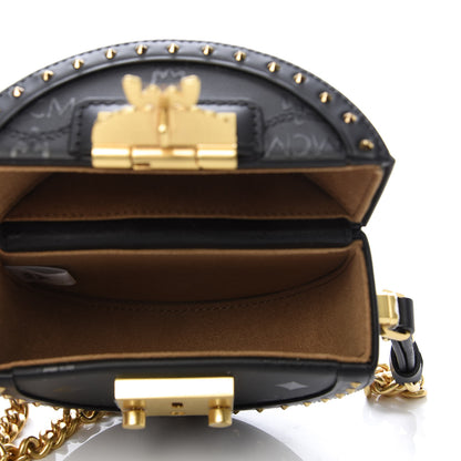 MCM Monogram Coated Canvas Studded Berlin Tambourine Round Crossbody Black 5 of 8