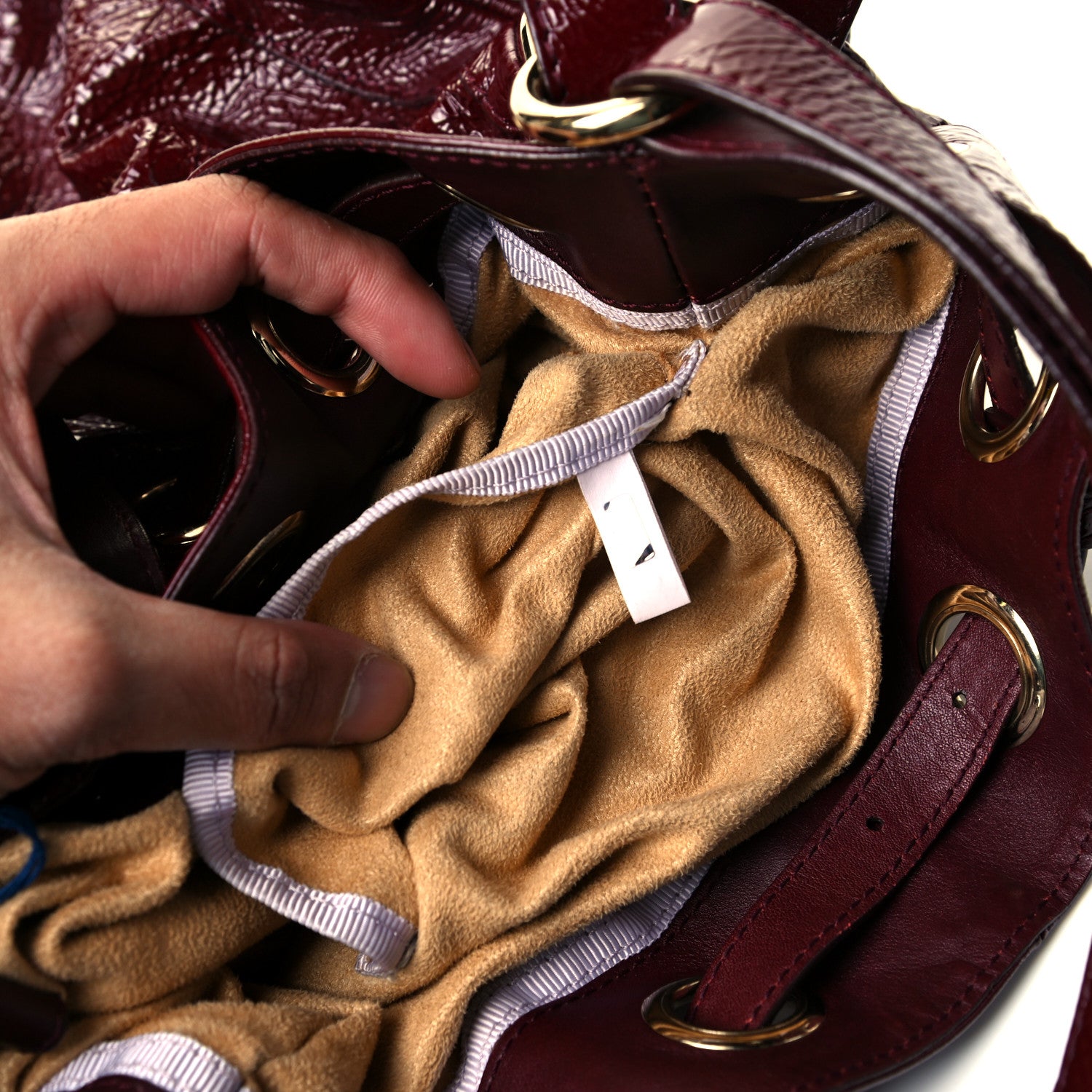 Jimmy Choo Crushed Patent Ramona Bucket Burgundy 6 of 10