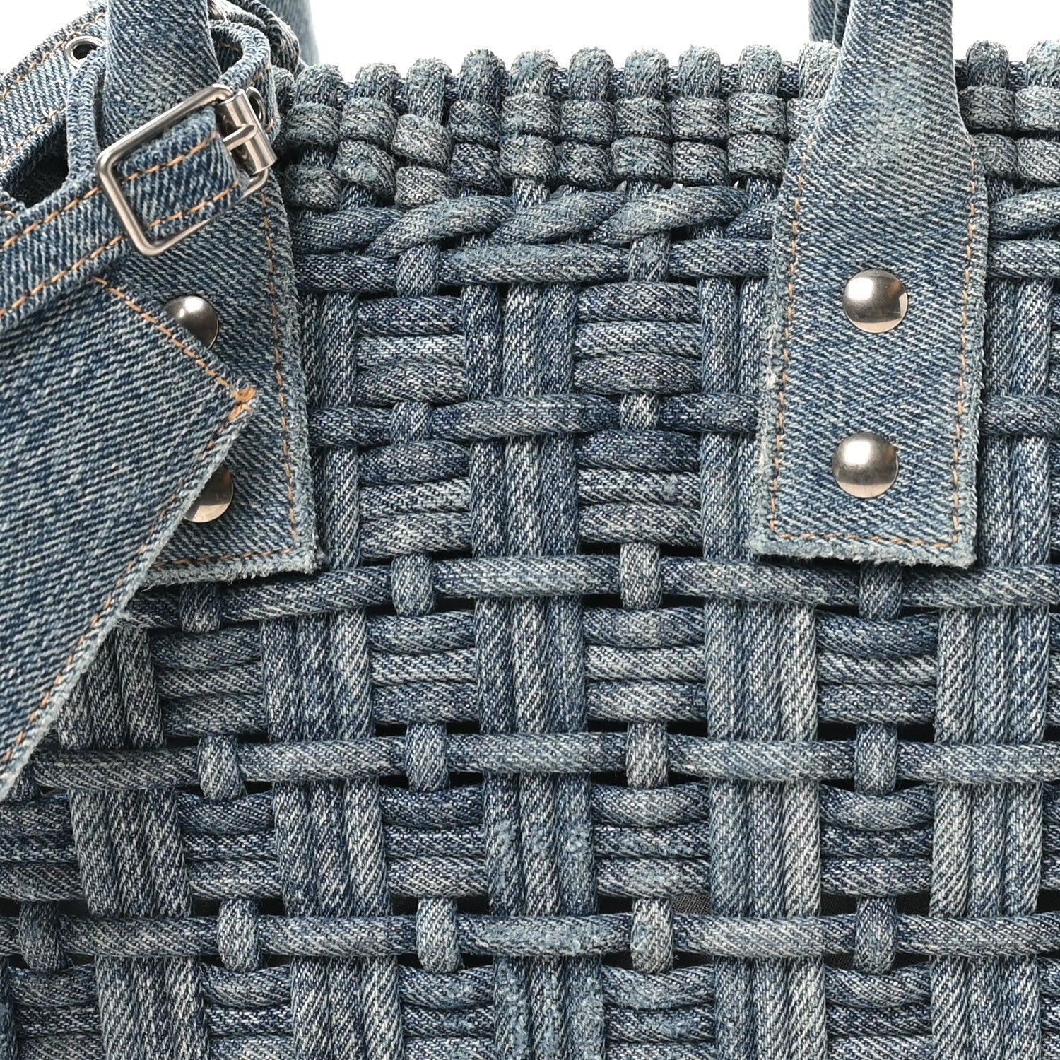 Balenciaga Washed Frayed Denim Braided XS Bistro Basket Blue 7 of 9