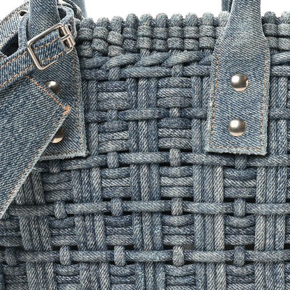 Balenciaga Washed Frayed Denim Braided XS Bistro Basket Blue 7 of 9