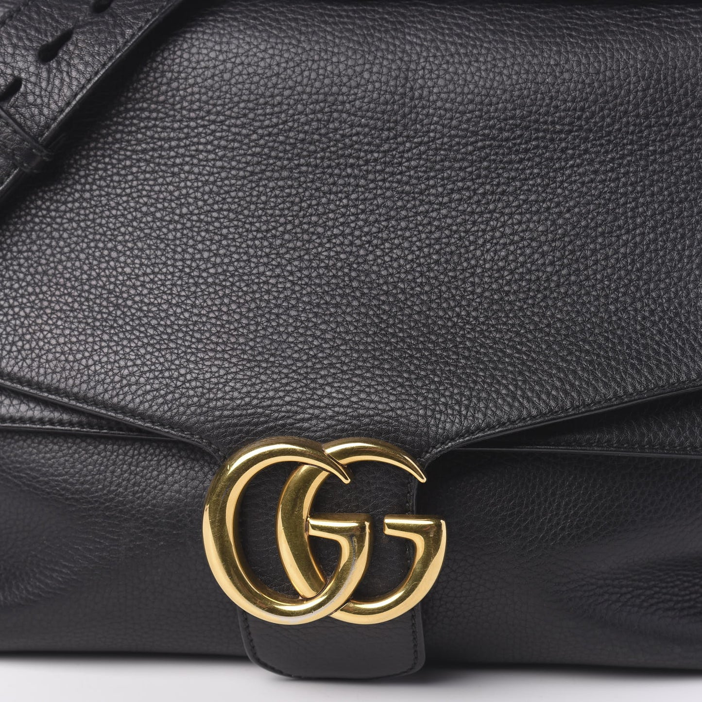 Calfskin Large GG Marmont Shoulder Bag Black