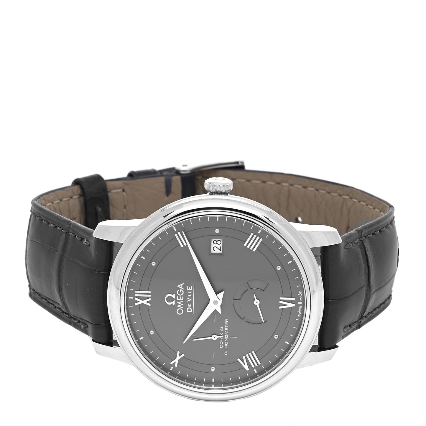 Stainless Steel Alligator 39mm De Ville Co-Axial Automatic Watch Grey 424.13.40.21.06.001