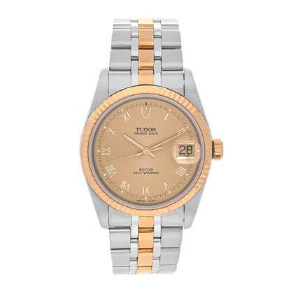 TUDOR Stainless Steel 18K Yellow Gold 34mm Prince Date Automatic Watch Champagne 74033 1 of 5