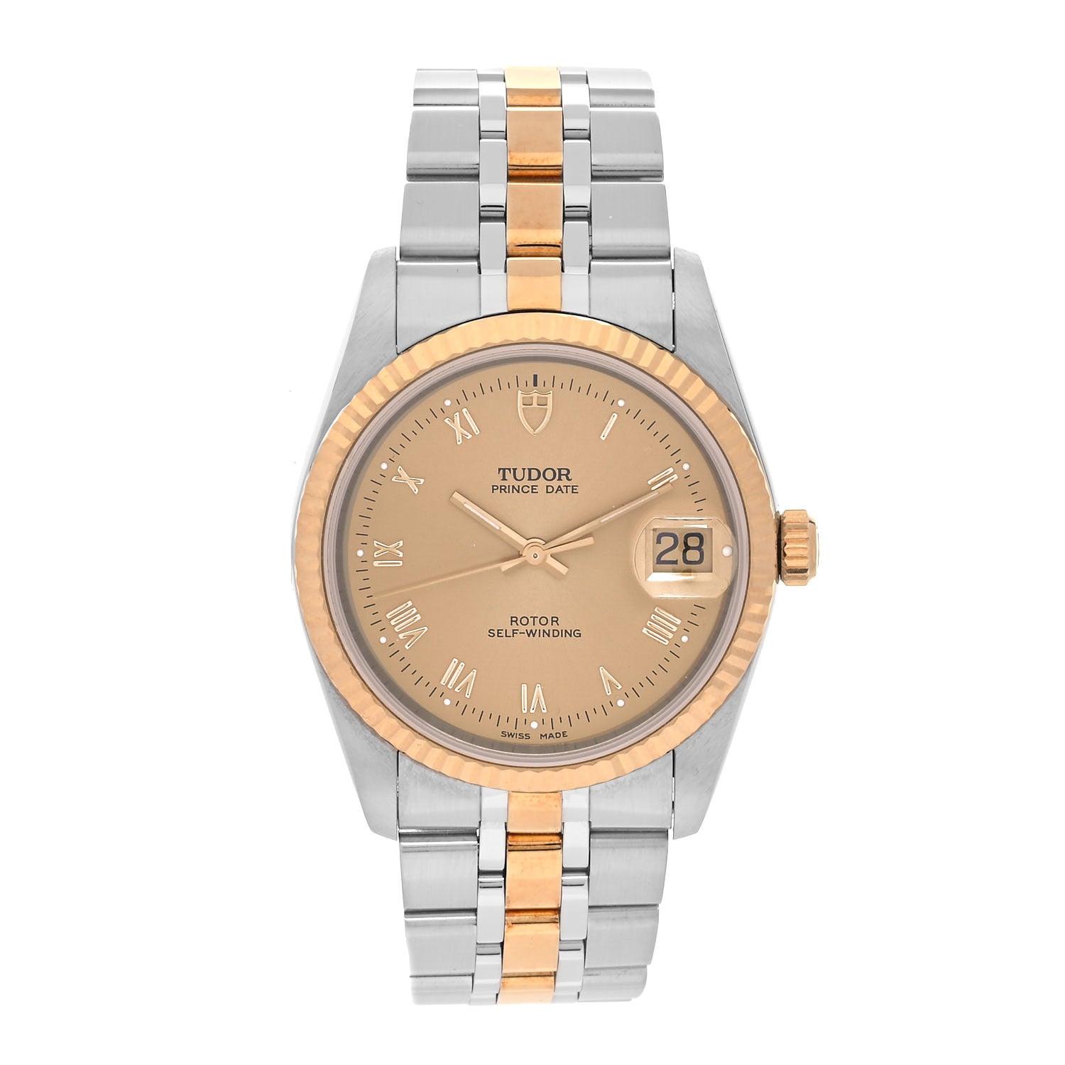TUDOR Stainless Steel 18K Yellow Gold 34mm Prince Date Automatic Watch Champagne 74033 1 of 5