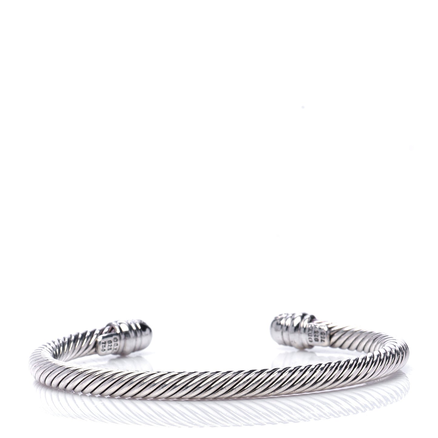 Sterling Silver 18K White Gold Diamond 5mm Cable Classics Bracelet
