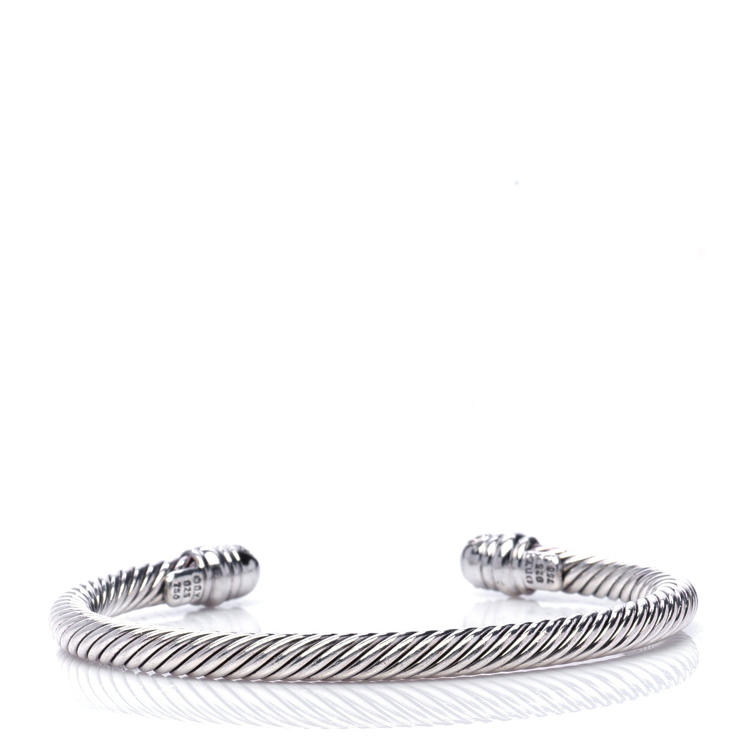 David Yurman Sterling Silver 18K White Gold Diamond 5mm Cable Classics Bracelet 3 of 7
