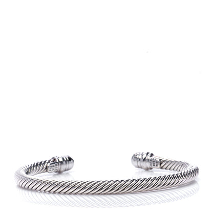 David Yurman Sterling Silver 18K White Gold Diamond 5mm Cable Classics Bracelet 3 of 7