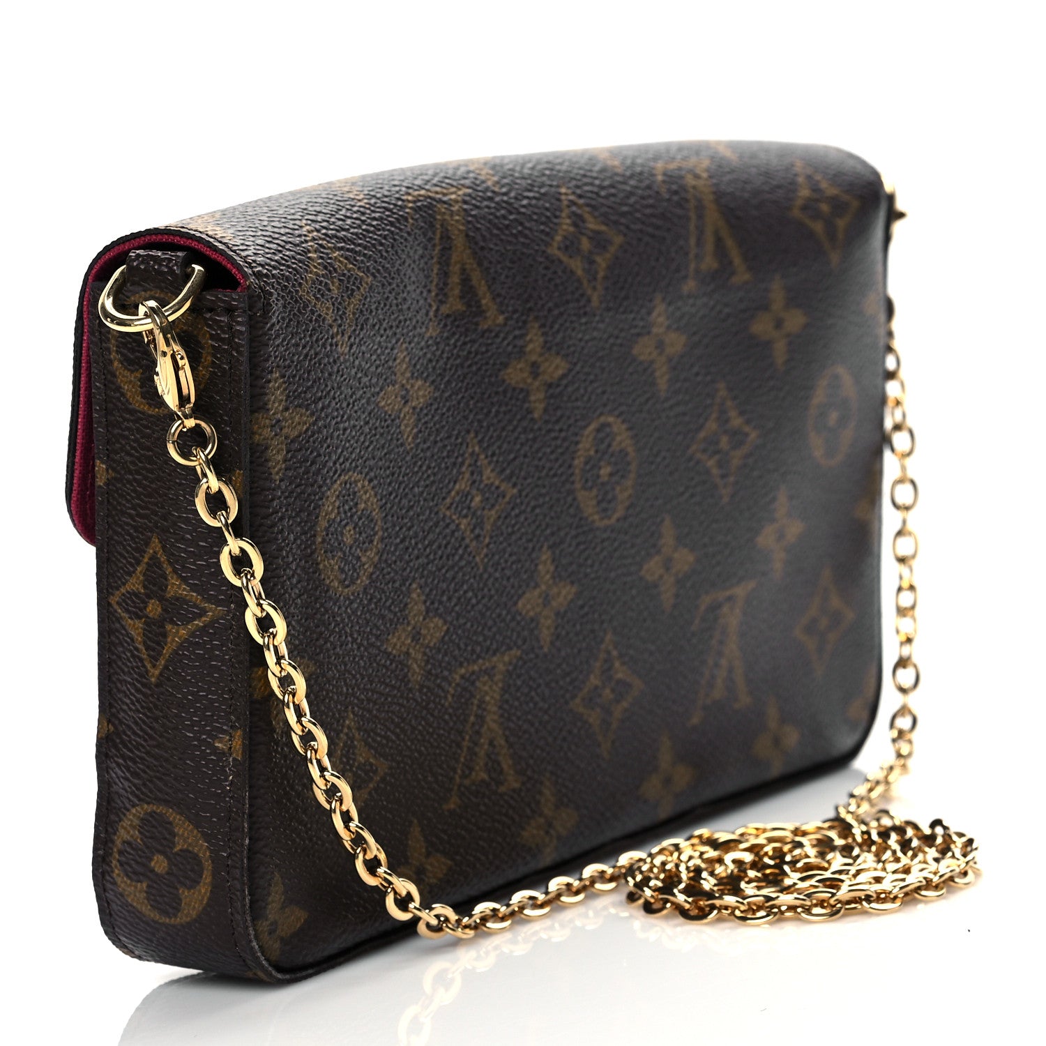 Louis Vuitton Monogram Pochette Felicie Chain Wallet Fuchsia 3 of 10