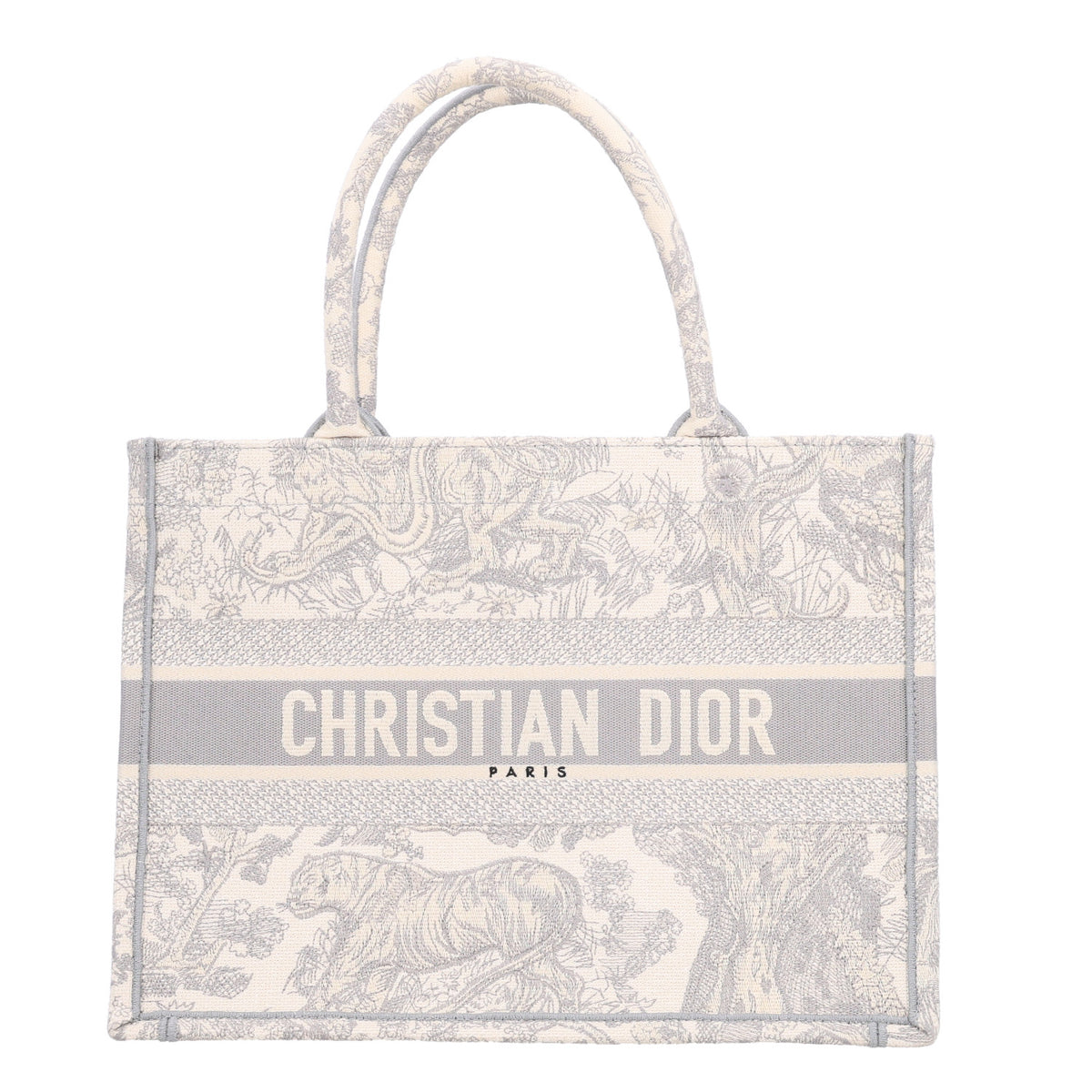 Christian Dior Canvas Embroidered Medium Dioriviera Toile De Jouy Book Tote Gray 1 of 10