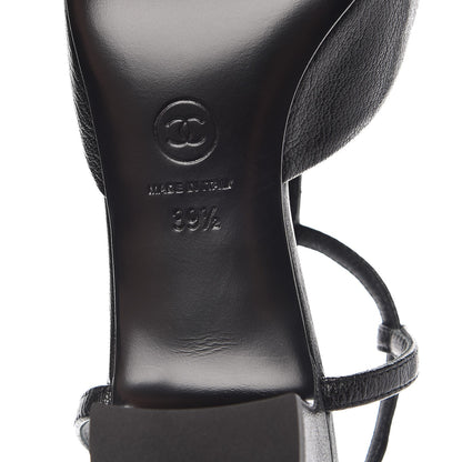 Chanel Goatskin Cap Toe CC Slingback Sandals 39.5 Black 6 of 9