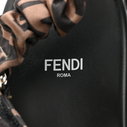 Fendi Satin FF Ruched Sandals 39 Tobacco Black 7 of 8