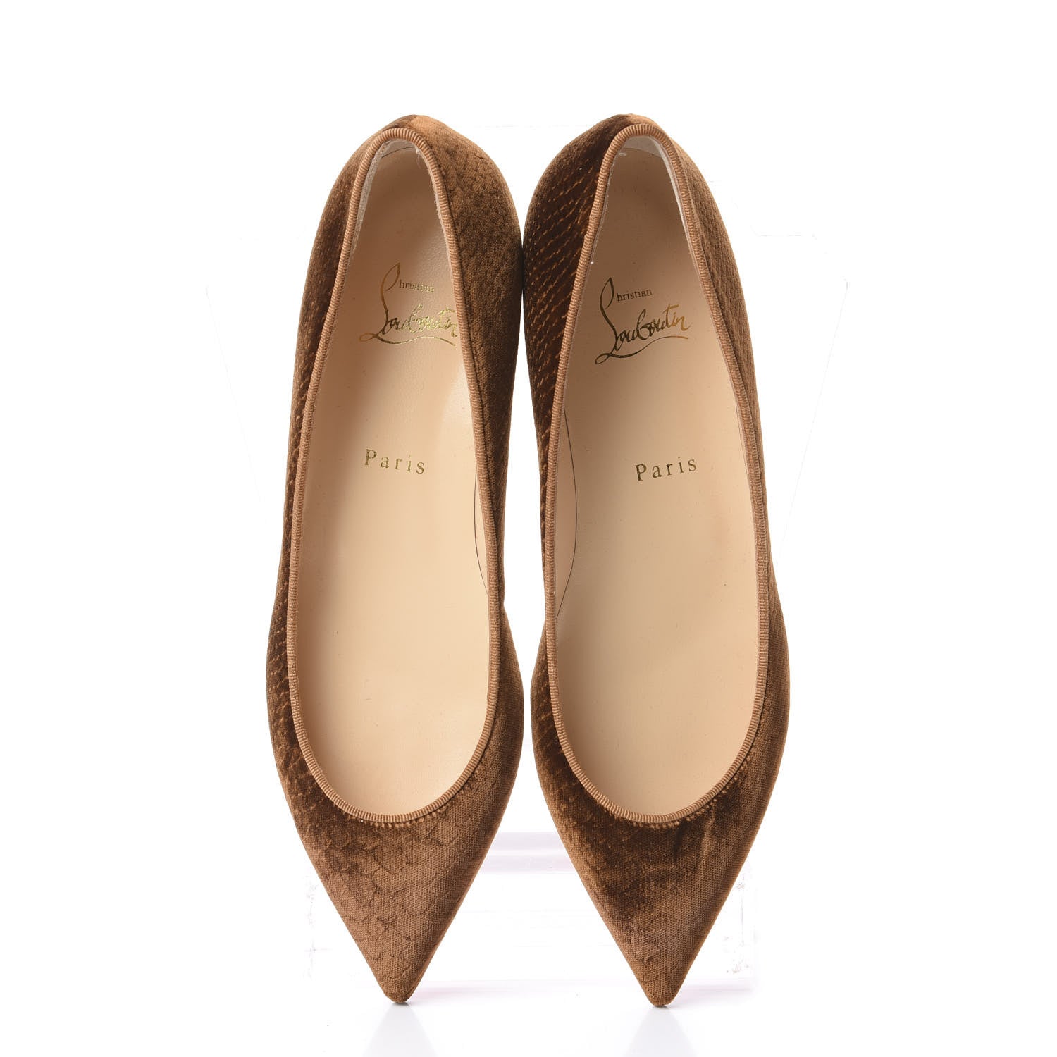 Christian Louboutin Velvet Quilted Pigalle Follies Flats 39 Brown 5 of 9