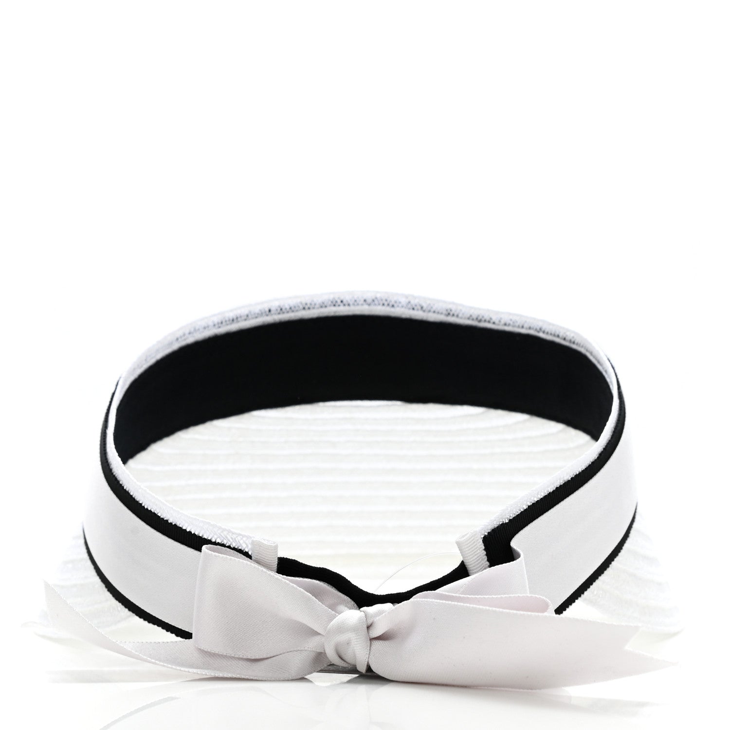 Chanel Abaca Cotton Ribbon Visor S Ecru White 6 of 9