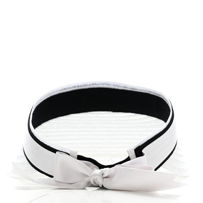 Chanel Abaca Cotton Ribbon Visor S Ecru White 6 of 9