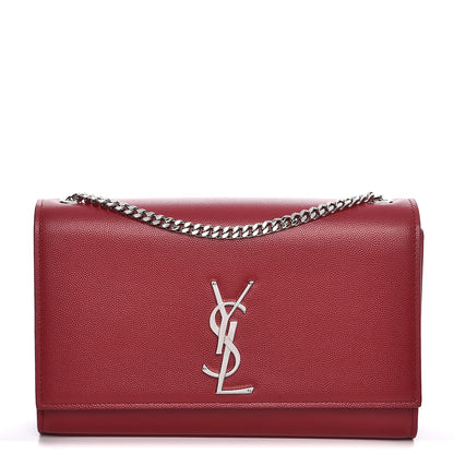 Saint Laurent Grain De Poudre Medium Monogram Kate Satchel Lipstick Red 1 of 7