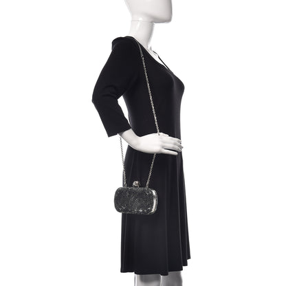 Alexander McQueen Crystal Nappa Classic Art Deco Skull Clutch Black Silver 2 of 10