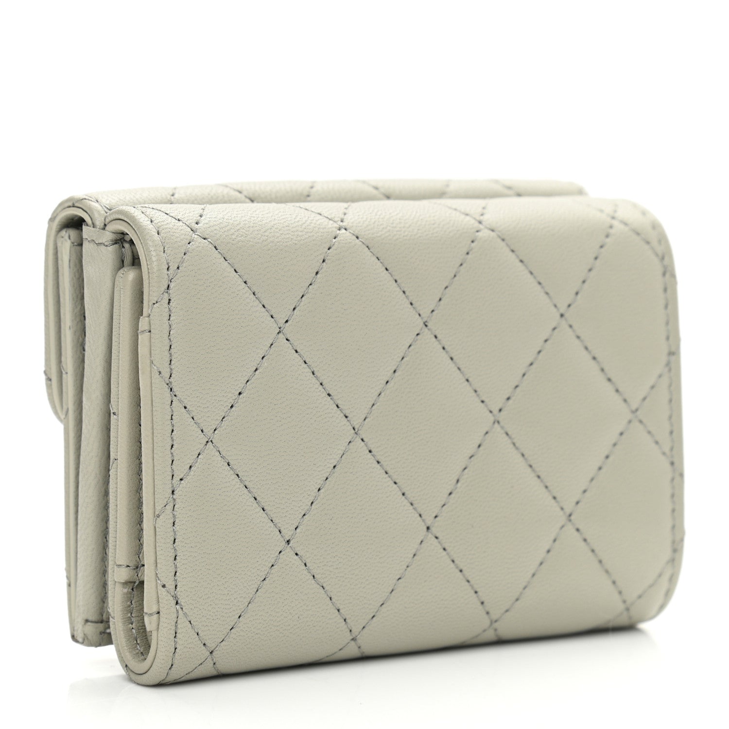 Chanel Lambskin Quilted Small Flap Wallet Grey 3 of 10