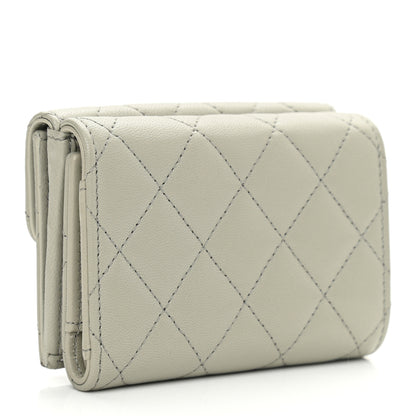 Chanel Lambskin Quilted Small Flap Wallet Grey 3 of 10
