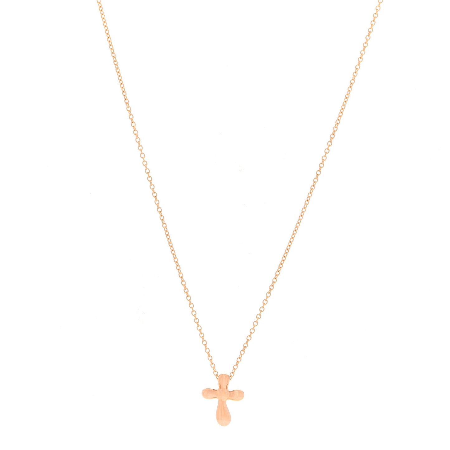 18K Rose Gold 12mm Elsa Peretti Cross Pendant Necklace